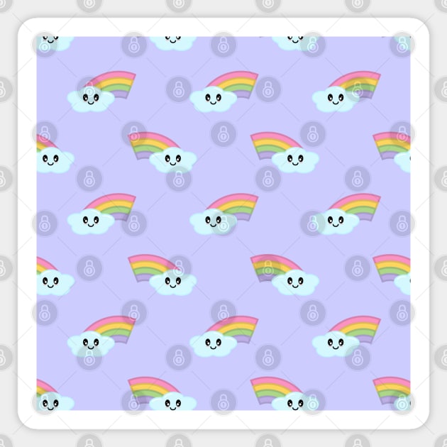 Kawaii Cute Rainbow Pattern in Purple Sticker by Kelly Gigi